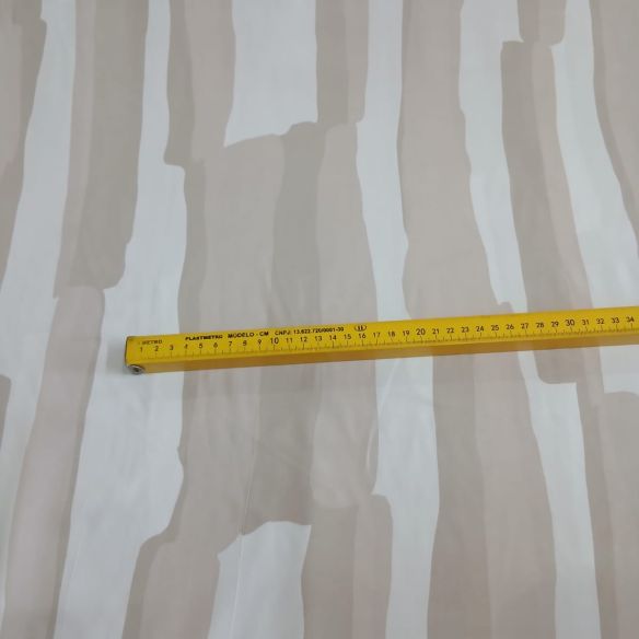 Tecido Viscose Estampada Listras Aquarela Bege • Conexão Tecidos
