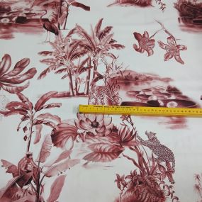 Tecido Viscose Estampada Toile de Jouy Tropical Terracota • Conexão 2