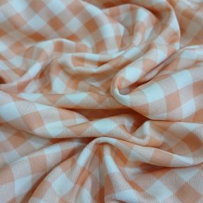 Tecido Viscose Estampada Xadrez Vichy Pêssego • Conexão Tecidos