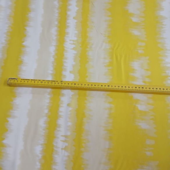 Tecido Viscose Estampada Listras Tie Dye Amarelo • Conexão Tecidos