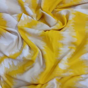 Tecido Viscose Estampada Listras Tie Dye Amarelo • Conexão Tecidos
