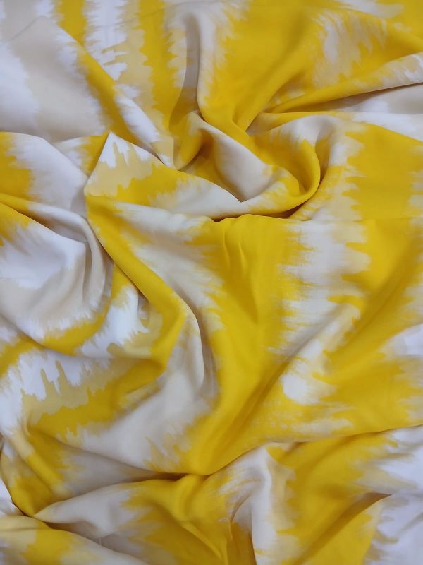 Tecido Viscose Estampada Listras Tie Dye Amarelo • Conexão Tecidos