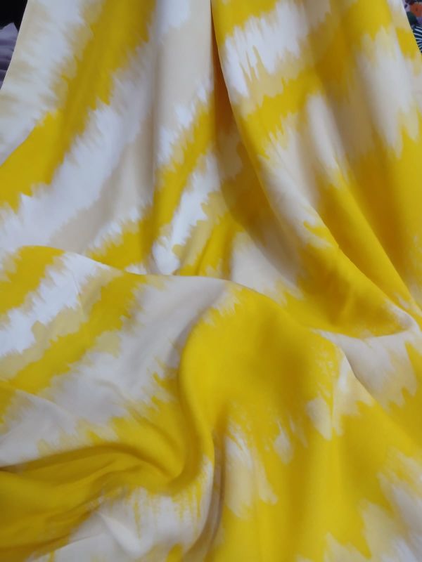 Tecido Viscose Estampada Listras Tie Dye Amarelo • Conexão Tecidos