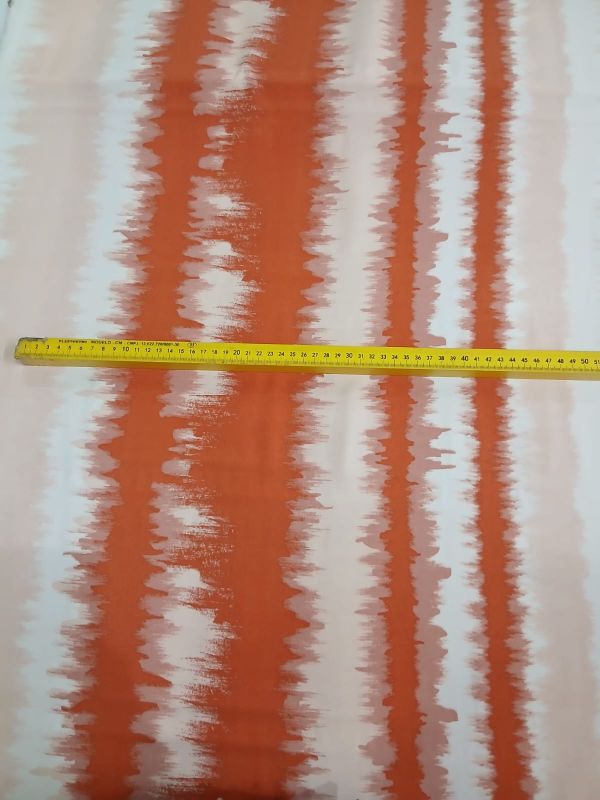 Tecido Viscose Estampada Listras Tie Dye Laranja • Conexão Tecidos