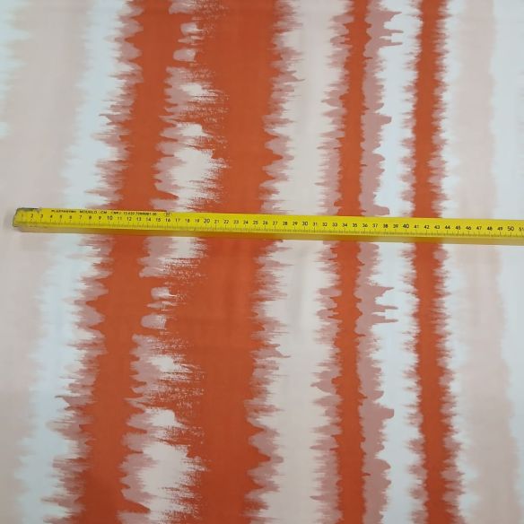 Tecido Viscose Estampada Listras Tie Dye Laranja • Conexão Tecidos