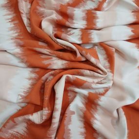 Tecido Viscose Estampada Listras Tie Dye Laranja • Conexão Tecidos