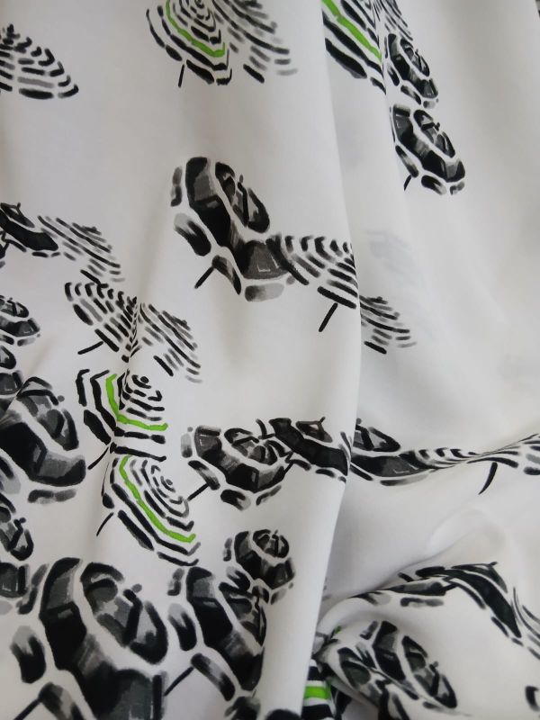 Tecido Viscose Estampada Guarda Chuva Preto e Branco • Conexão Tecidos