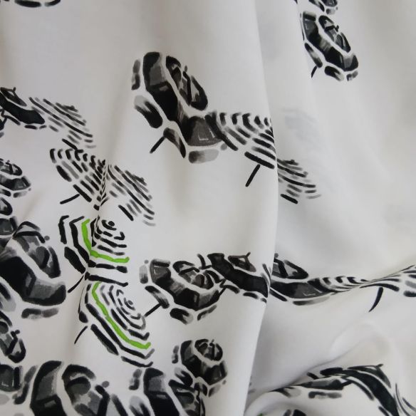 Tecido Viscose Estampada Guarda Chuva Preto e Branco • Conexão Tecidos