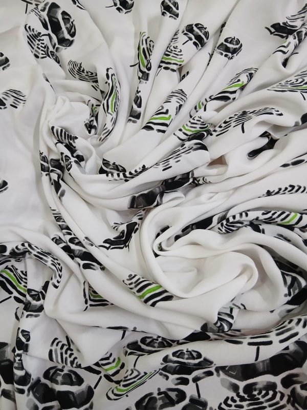 Tecido Viscose Estampada Guarda Chuva Preto e Branco • Conexão Tecidos