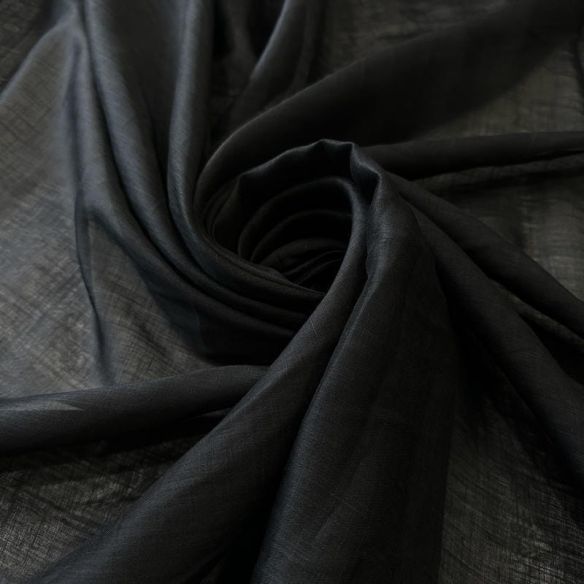 Tecido Voal Gaze De Linho Puro Preto • Conexão Tecidos