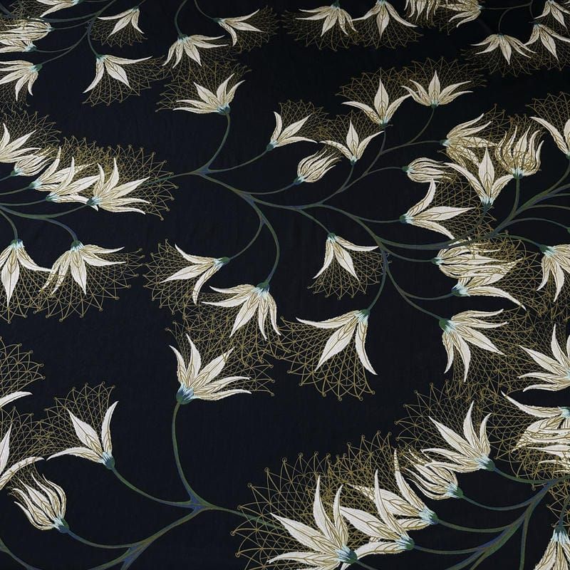 Tecido Voal de Viscose Floral Botânico Preto • Conexão Tecidos
