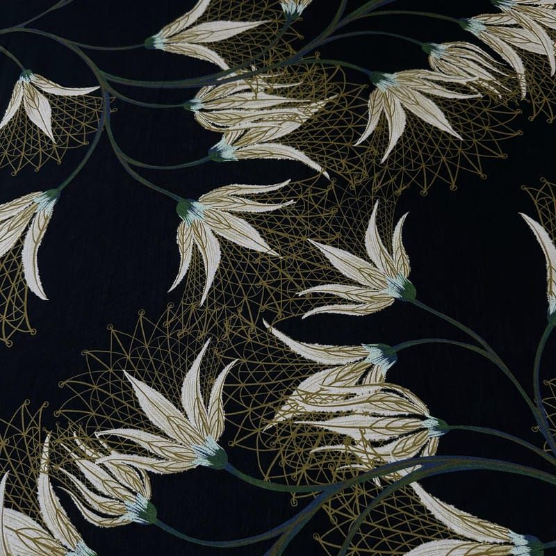 Tecido Voal de Viscose Floral Botânico Preto • Conexão Tecidos