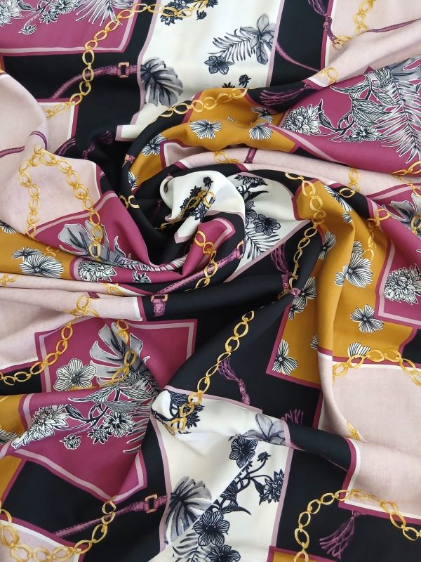 Tecido Viscose Estampada Chain Print Colors • Conexão Tecidos