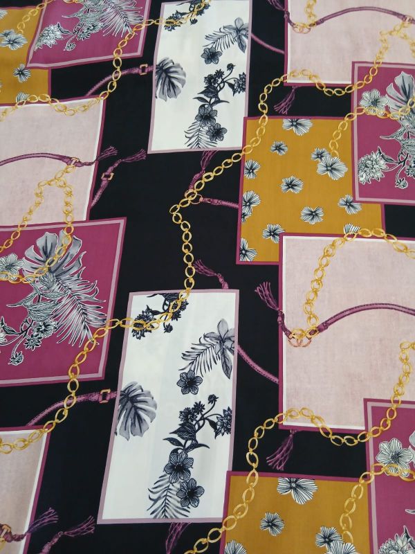 Tecido Viscose Estampada Chain Print Colors • Conexão Tecidos