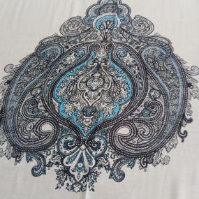 Tecido Viscose Estampada Mandala Paisley Azul • Conexão Tecidos 2