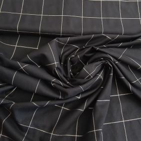 Tecido Viscose Estampada Xadrez Janela Preto • Conexão Tecidos