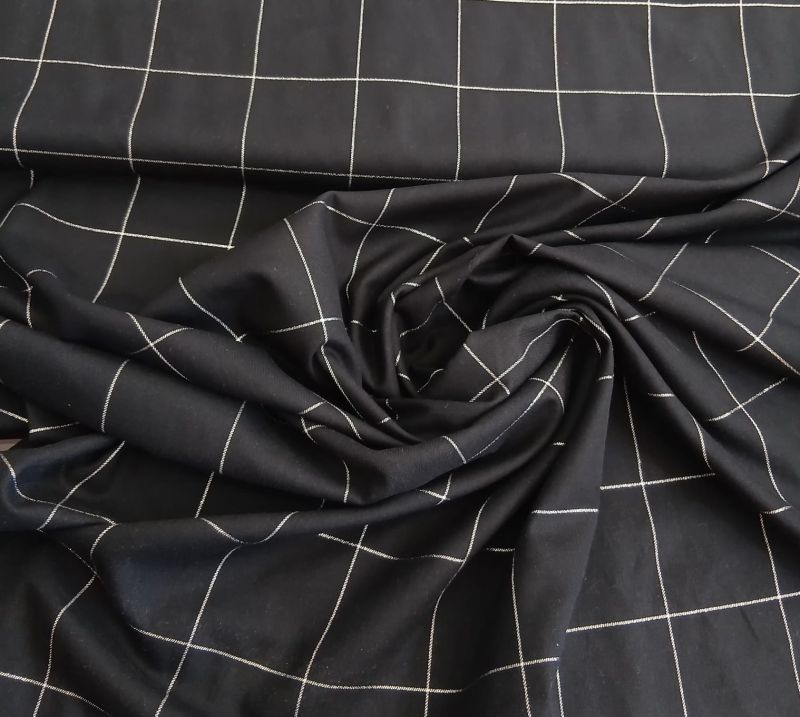 Tecido Viscose Estampada Xadrez Janela Preto • Conexão Tecidos