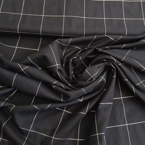 Tecido Viscose Estampada Xadrez Janela Preto • Conexão Tecidos