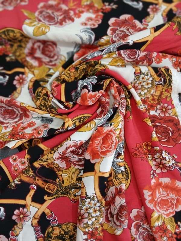Tecido Viscose Estampada Floral Coral • Conexão Tecidos