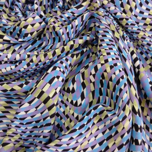 Tecido Viscose Estampada Geométrica Op Art Multicolorida • Conexão