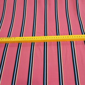 Tecido Viscose Estampada Listrada Rosa com Azul • Conexão Tecidos 2