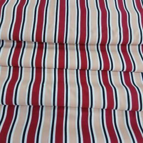 Tecido Viscose Sarjada Estampada Listras Rosa • Conexão Tecidos