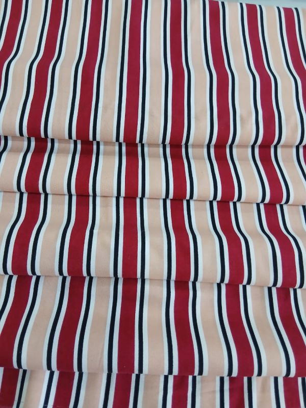 Tecido Viscose Sarjada Estampada Listras Rosa • Conexão Tecidos
