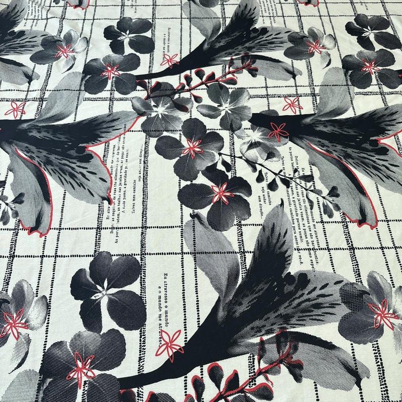 Tecido Linho Misto Estampado Floral Urbano • Conexão Tecidos