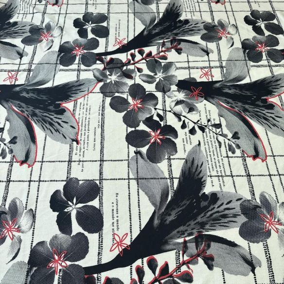 Tecido Linho Misto Estampado Floral Urbano • Conexão Tecidos