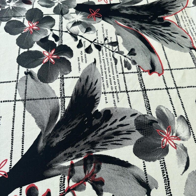 Tecido Linho Misto Estampado Floral Urbano • Conexão Tecidos