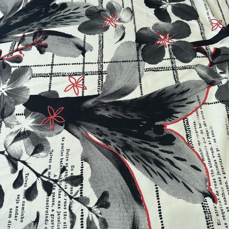 Tecido Linho Misto Estampado Floral Urbano • Conexão Tecidos