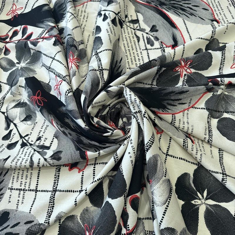 Tecido Linho Misto Estampado Floral Urbano • Conexão Tecidos