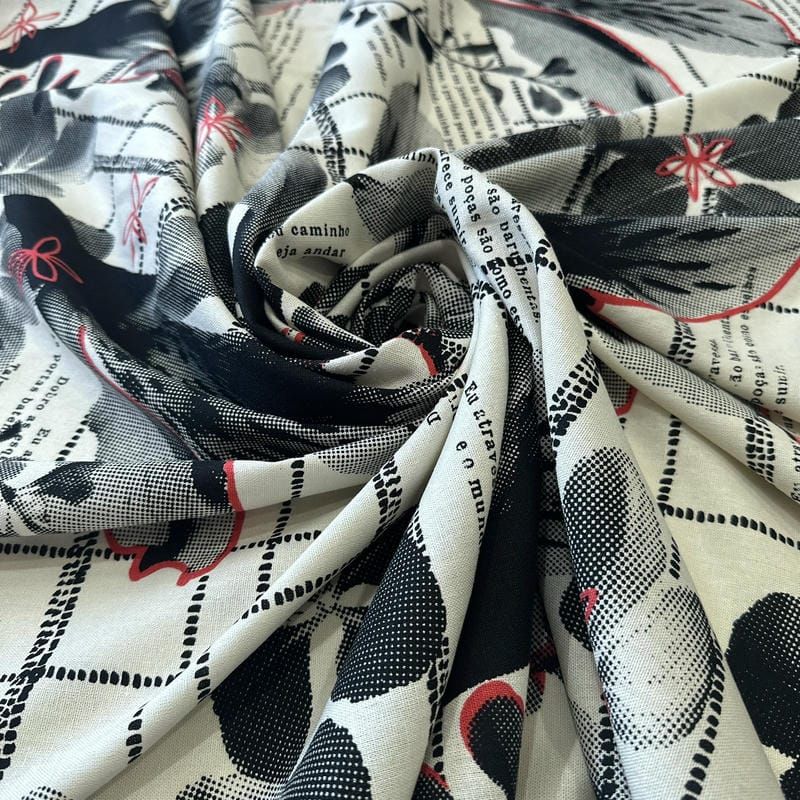 Tecido Linho Misto Estampado Floral Urbano • Conexão Tecidos