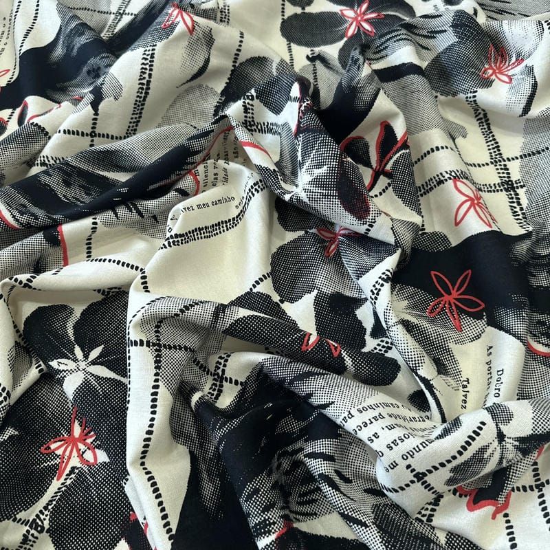 Tecido Linho Misto Estampado Floral Urbano • Conexão Tecidos