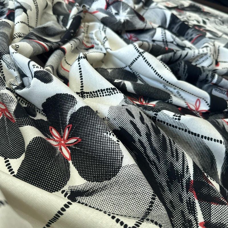 Tecido Linho Misto Estampado Floral Urbano • Conexão Tecidos