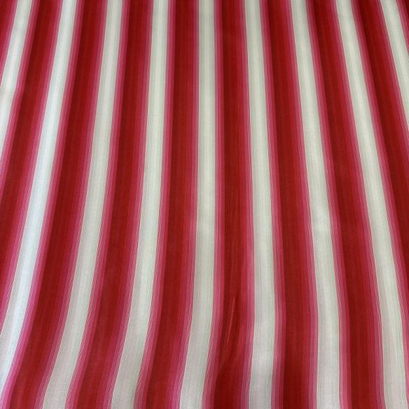 Tecido Tafetá Toque de Seda Listrado Vermelho e Pink • Conexão Tecidos