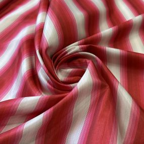 Tecido Tafetá Toque de Seda Listrado Vermelho e Pink • Conexão Tecidos 2