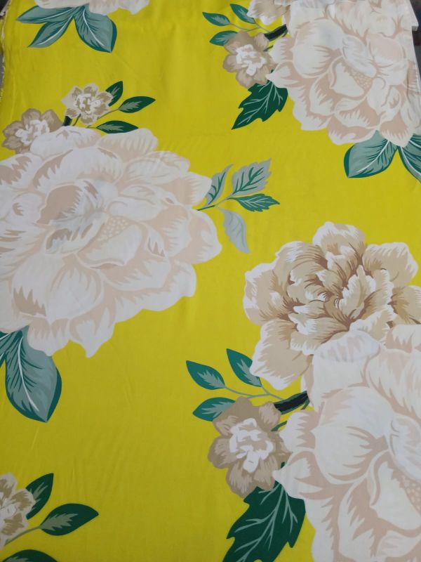 Tecido Viscose Estampada Floral Amarelo Tropical • Conexão Tecidos