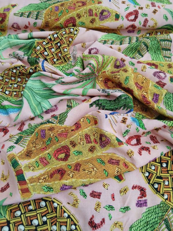 Tecido Viscose Estampada Tropical Abacaxi Rosa • Conexão Tecidos