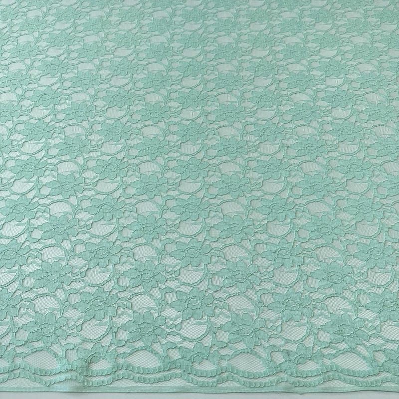 Tecido Renda Chantilly Floral Verde Água • Conexão Tecidos