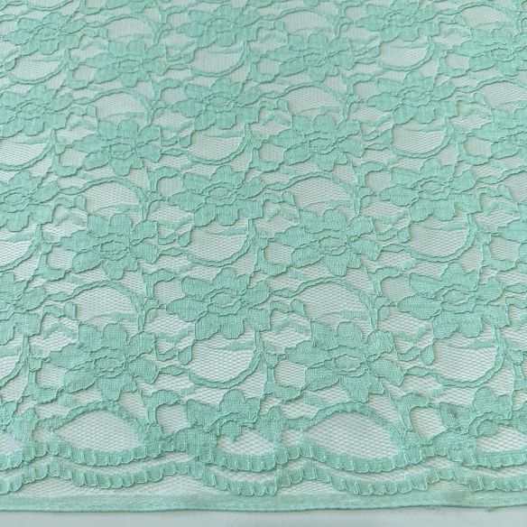 Tecido Renda Chantilly Floral Verde Água • Conexão Tecidos