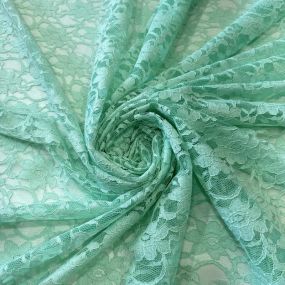Tecido Renda Chantilly Floral Verde Água • Conexão Tecidos