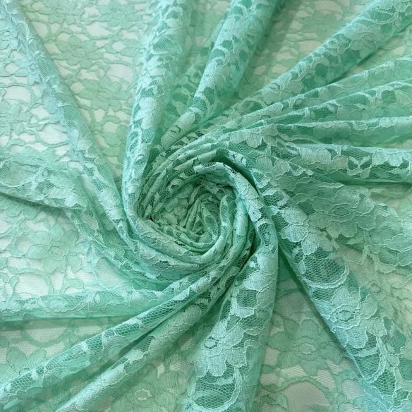 Tecido Renda Chantilly Floral Verde Água • Conexão Tecidos