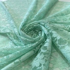 Tecido Renda Chantilly Floral Verde Água • Conexão Tecidos 2