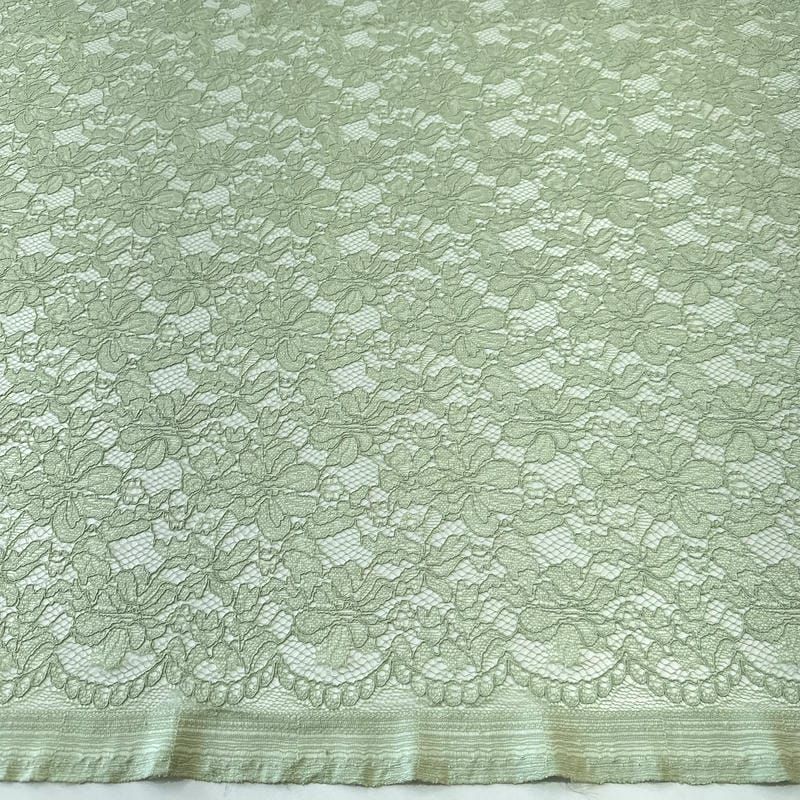 Tecido Renda Chantilly Floral Verde Sálvia • Conexão Tecidos