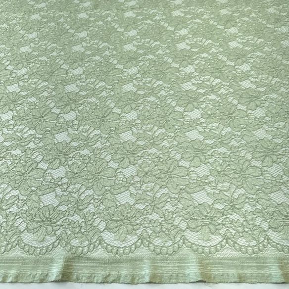 Tecido Renda Chantilly Floral Verde Sálvia • Conexão Tecidos