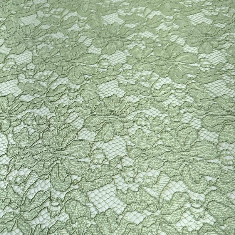 Tecido Renda Chantilly Floral Verde Sálvia • Conexão Tecidos