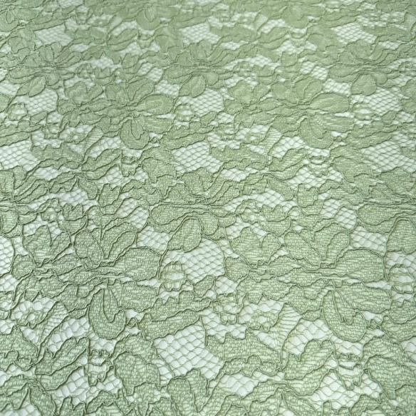 Tecido Renda Chantilly Floral Verde Sálvia • Conexão Tecidos