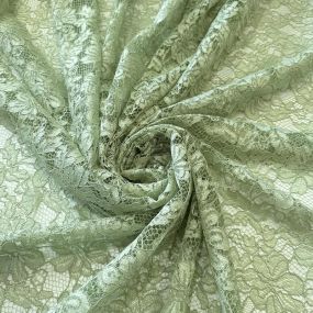 Tecido Renda Chantilly Floral Verde Sálvia • Conexão Tecidos