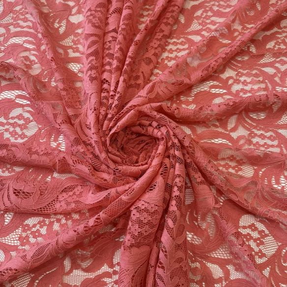 Tecido Renda Chantilly Arabesco Rosa Queimado • Conexão Tecidos